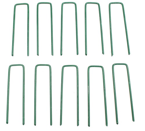 50 x GREEN U SHAPE PINS FOR ARTIFICIAL GRASS TURF GALVANISED TENT GROUND PEGS - Picture 8 of 11