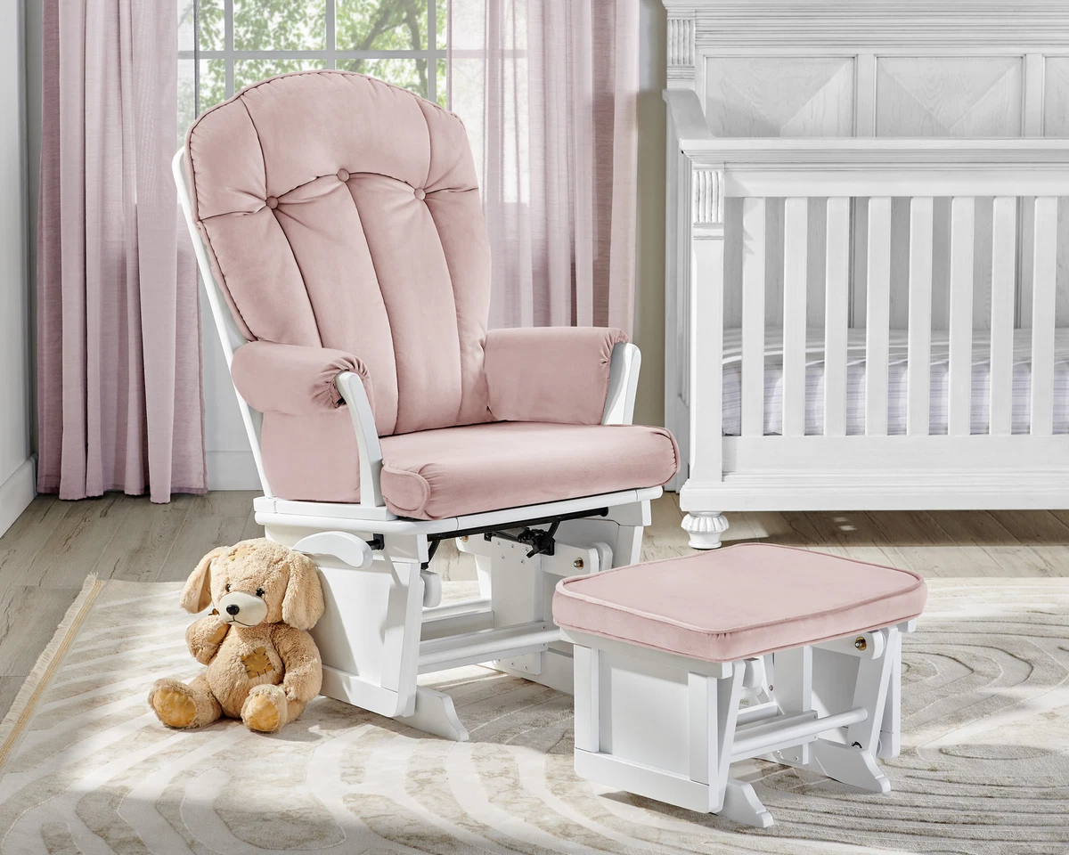 Victoria Glider and Ottoman White Wood and Pink Fabric eBay