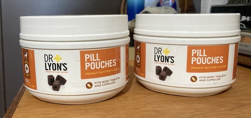 Menge 2 Dr Lions Pillenbeutel für Hunde 60 Stück jede Erdnussbuttergeschmack Exp