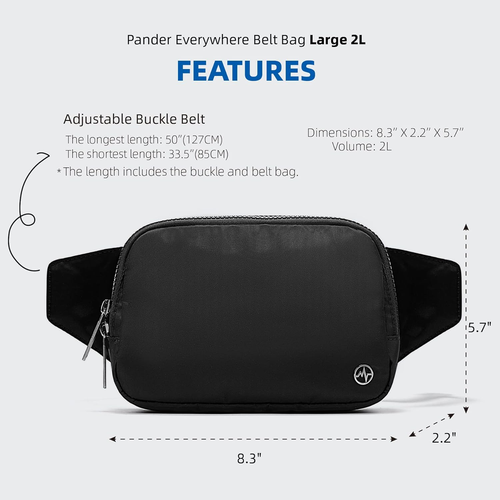 Pander Belt Bag Large 2L, Waterproof Everywhere Fanny Pack Purse for Women and M - 第 8/12 張圖片