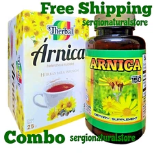 * Te de Arnica Tea Infusion 25 Bags + * Arnica 150 Capsules Free Shipping Combo