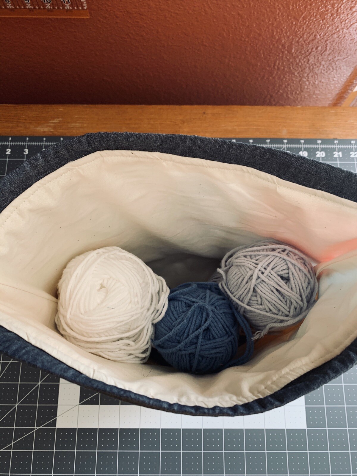 Large Patchwork Quilted Knitting Bag, Yarn Project, Crafts, Travel