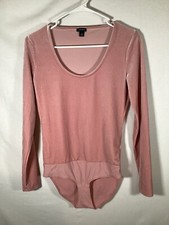 J CREW Stretch Pink Velvet Bodysuit Womens Small Balletcore Preppy