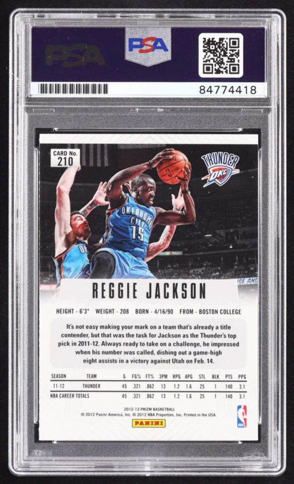 Reggie Jackson Signed 2012-13 Panini Prizm #210 RC (PSA | Auto 10) Rookie Card - Image 2 of 2