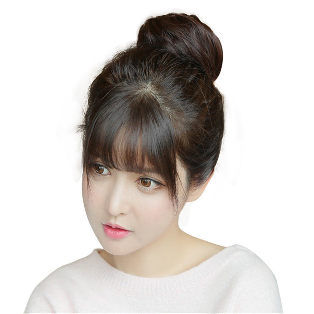 New 100 Real Virgin Pure Human Hair Straight Hair Buns Clip In