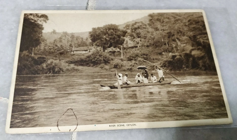 After 1910s Ceylon River Boat Scene, King George V 3v 20c Stamp Postcard to USA - Image 2 of 4