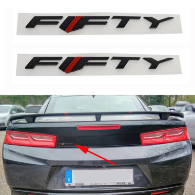 2x Black Fifty Letter Fender Emblem Badge Nameplate for Camaro Fifty Edition