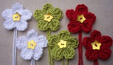 x6 HandCrochet Flowers CHRISTMAS MIX GOLD STAR Buttons Embellishments Appliqu�s