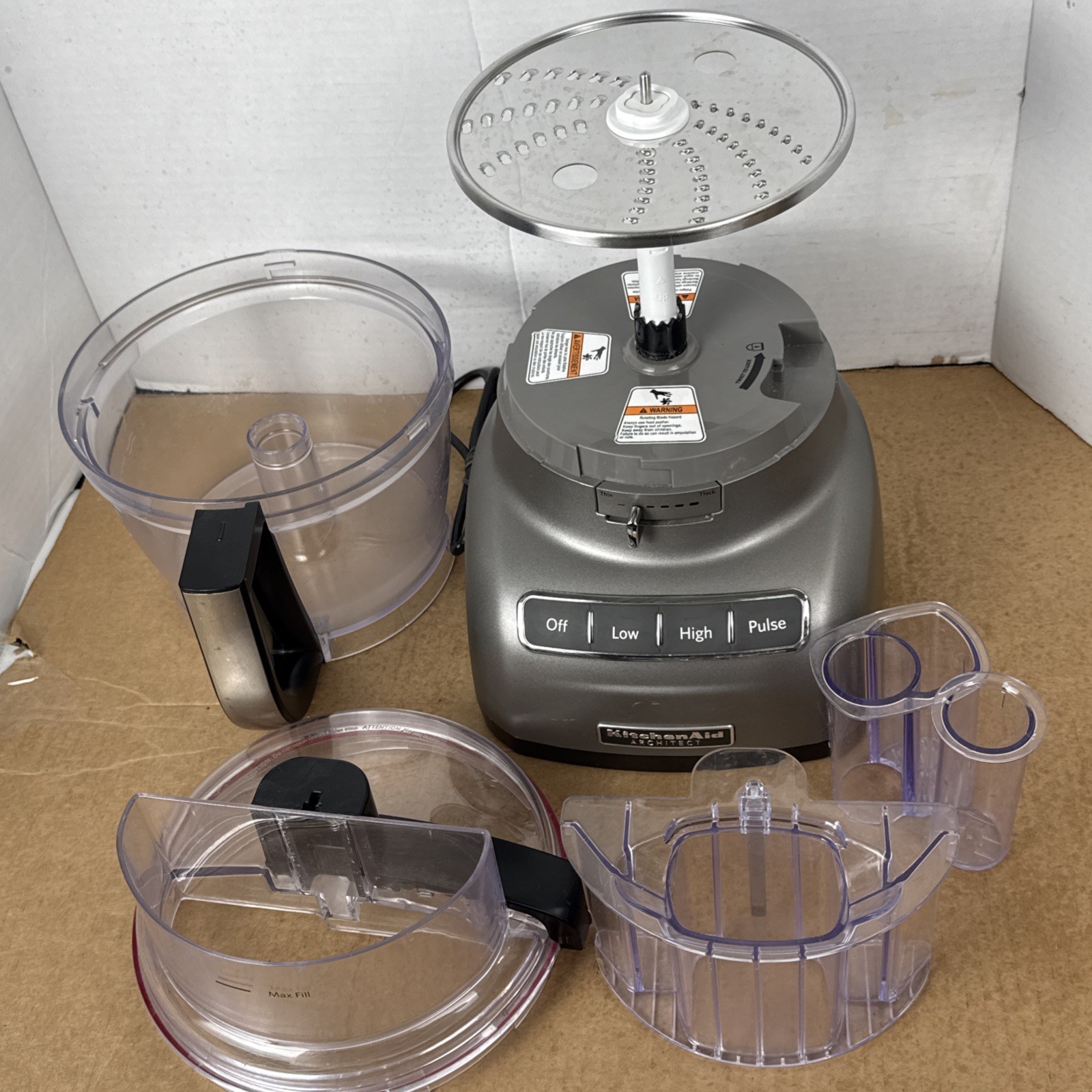 KitchenAid 13 Cup Food Processor Exact Slice System KFP1333CU Silver Works Great