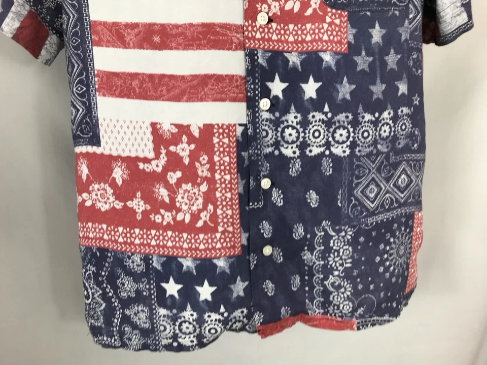 Рубашка мужская Polo Ralph Lauren средняя классическая с патриотическим флагом тусклая бандана лагерная петля - Изображение 3 из 4