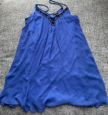 Beaded Y2K Babydoll Blue Mini Dress Tank Boho Festival Party Express Medium