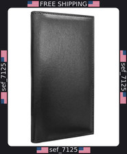 Premium Vegan Leather Checkbook Cover with Pen Holder  Clear Divider Black 