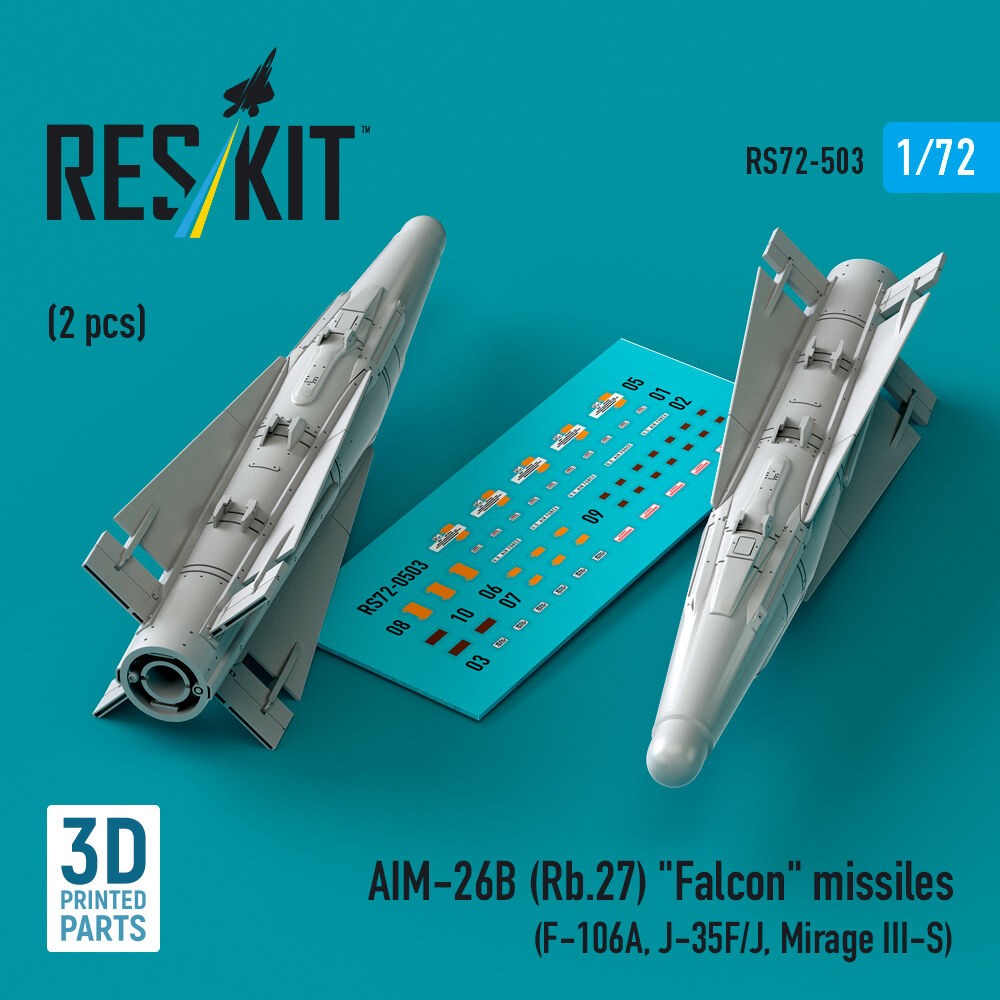 ResKit RS72-0503 1:72 AIM-26B (Rb.27) Falcon Missiles (2 Pcs) Kit