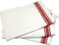18-Inch by 28-Inch Package of 3 Vintage Dish Towels, Red Striped