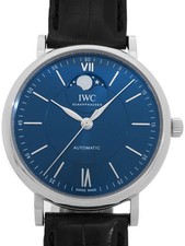 IWC Portofino Automatic Moon Phase IW459402 40mm Blue Dial Steel Box Card #T169