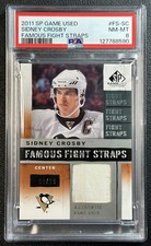 SIDNEY CROSBY PSA 8 2011-12 SP GAME USED #FS-SC FAMOUS GU FIGHT STRAPS RELIC /10