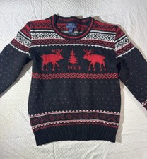 Polo Ralph Lauren Fair Isle Reindeer Knit Sweater Kids Size 6 Holiday Winter