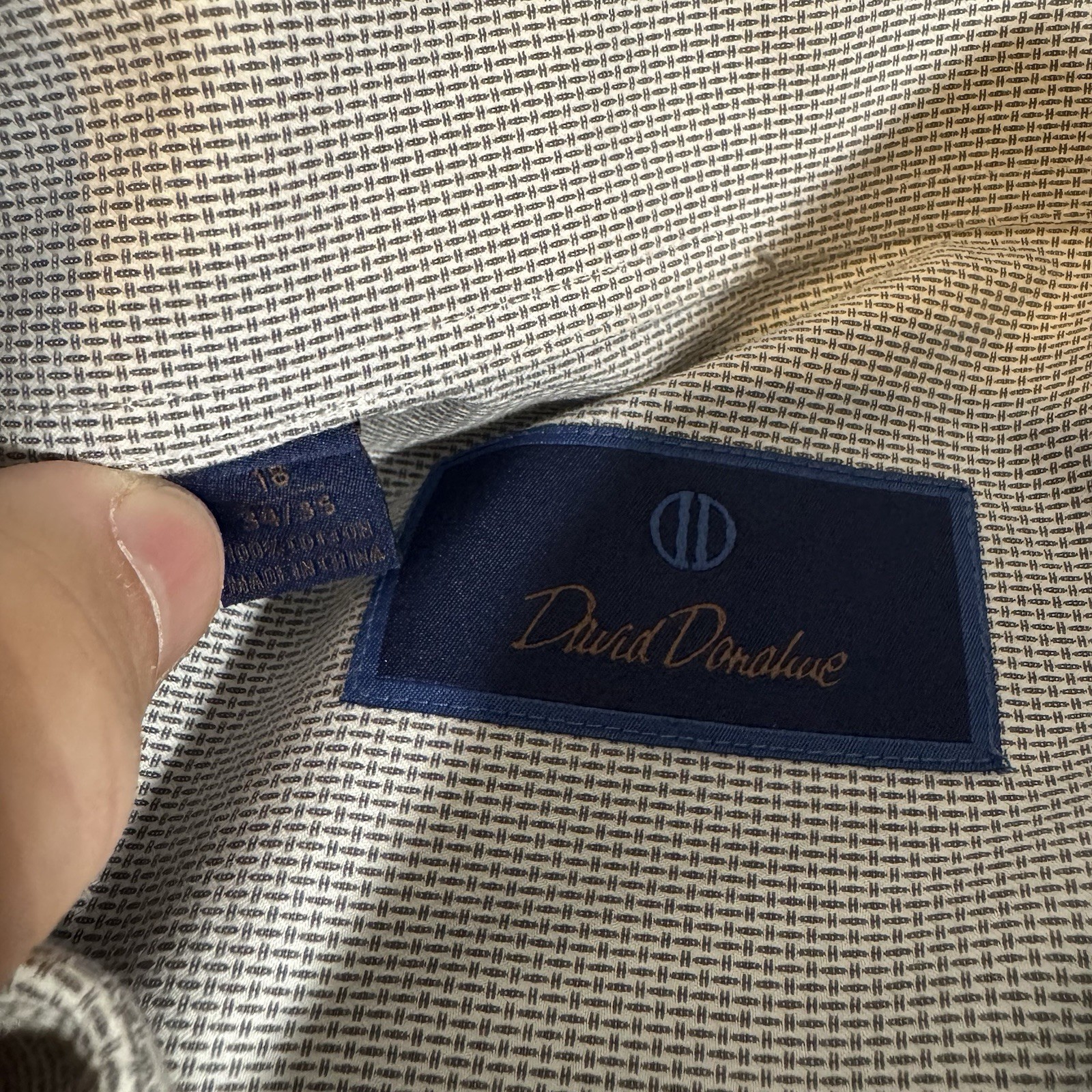 David Donahue Dress Shirt Gray Size 18 34/35 Regular Fit