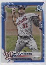2021 Bowman Chrome Blue Refractor 67/150 Max Scherzer #77 s3g