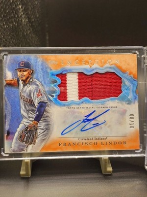 2017 Topps Inception Francisco Lindor Autograph Patch Orange /10 