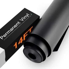 Black Permanent Vinyl 12" x 14 FT Permanent Adhesive Matte Black Vinyl Roll Comp