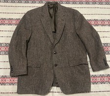Vtg Harris Tweed Dark Brown Blazer Sz XL