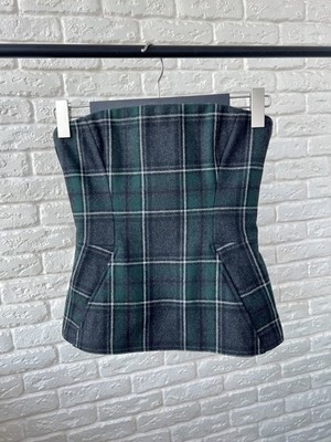 Dsquared2 Tartan Check Zip Lana Wool Corset Top Women's Size 38 ITALY