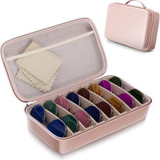 Travel Sunglasses Organizer  ,  Hard Shell  Sunglass Case Adjustable Slots for Mu