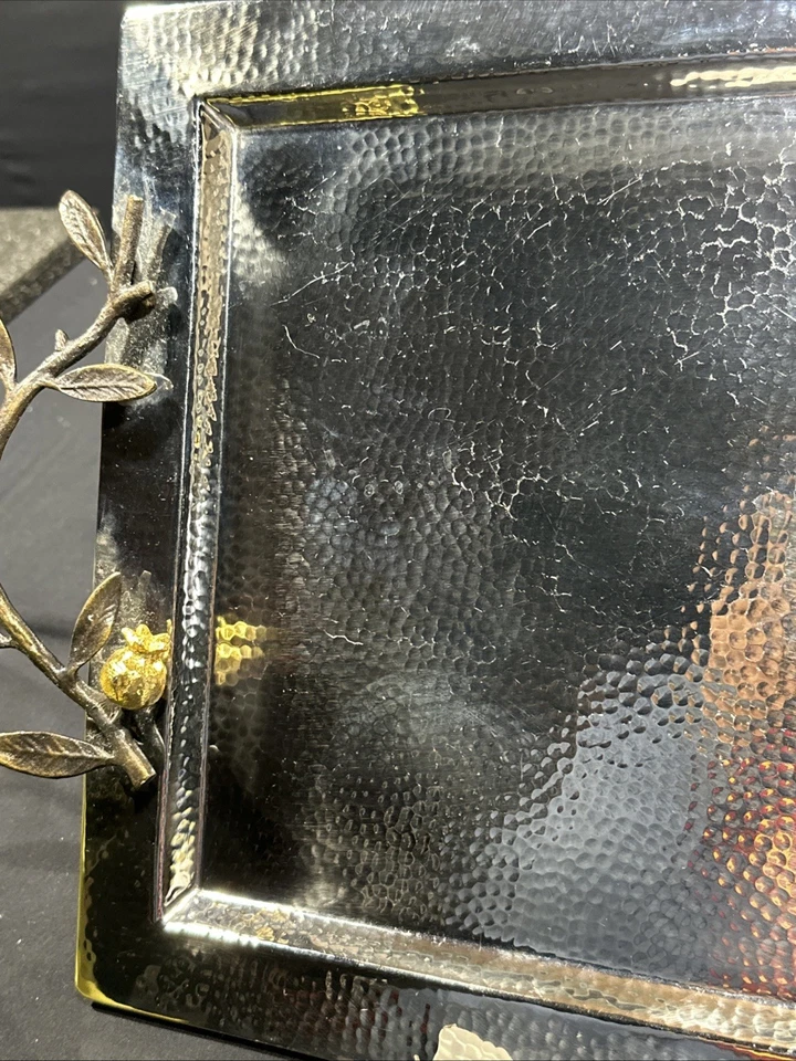 "BANDEJA PARA SERVIR GRANADA MICHAEL ARAM CON GRANADA CHAPADA EN ORO 24K 15 1/4""" Foto 4 de 4