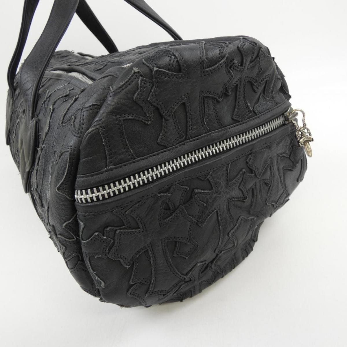 Chrome Hearts Duffle Gym Bag Black Leather 22x9x22 in image 9