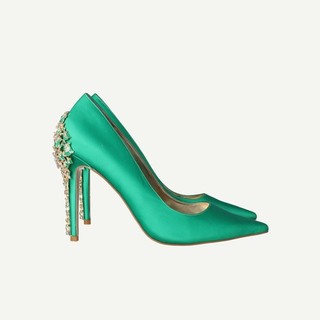 Dune London Womens Green Leather Heeled Stiletto Shoes EU 40 UK 7