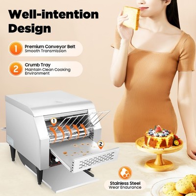 300Slices/H Commercial Conveyor Toaster Heavy Duty Electric Baking Machine 1900W