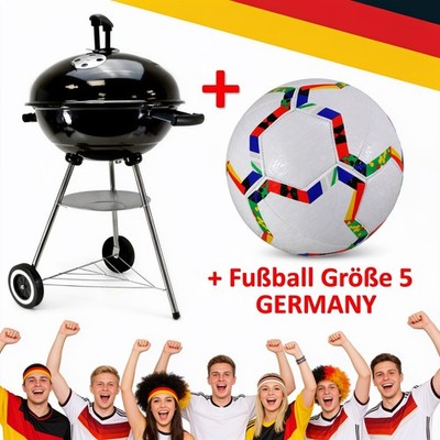 KUGELGRILL groß + Germany Fußball Deutschland BBQ Garten-Party Holzkohle Grillen