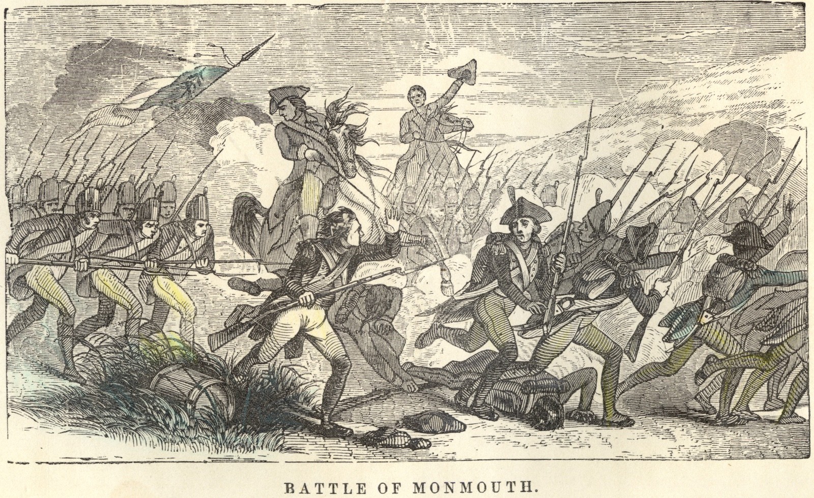 Antique 1859 Engraving Battle of Monmouth Revolutionary War Print Camp-Fires