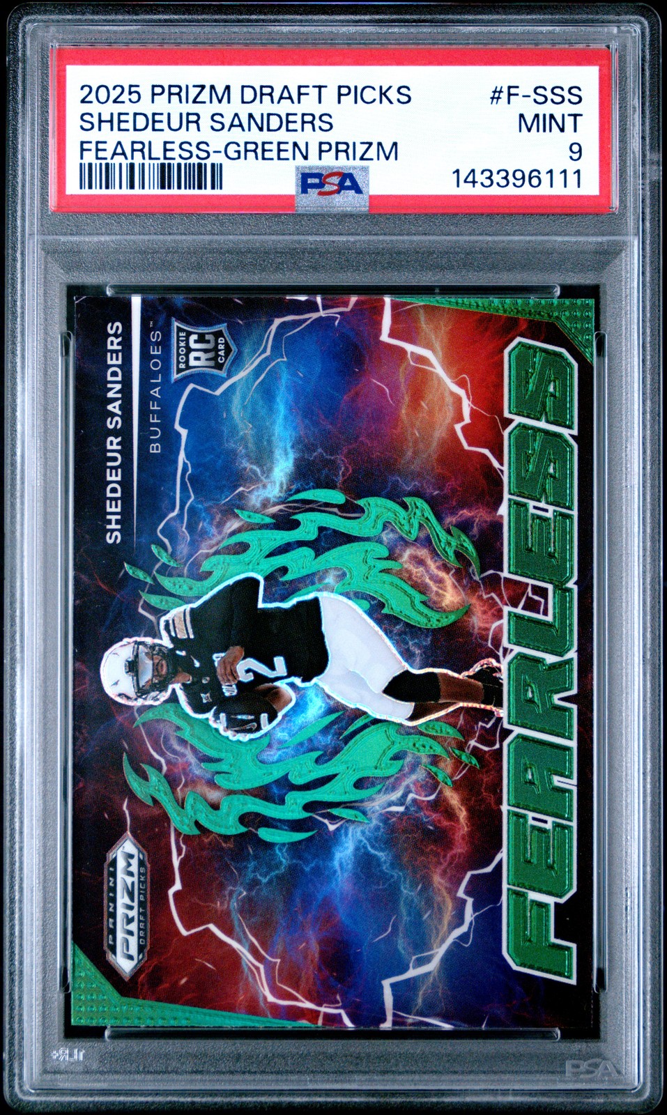 Shedeur Sanders Panini Prizm Draft Picks Fearless #FSSS Green Prizm