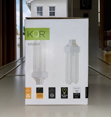 KOR K21228-4 26W Compact Fluorescent Tube 4-Pin 5000K Bright White 4 Pack