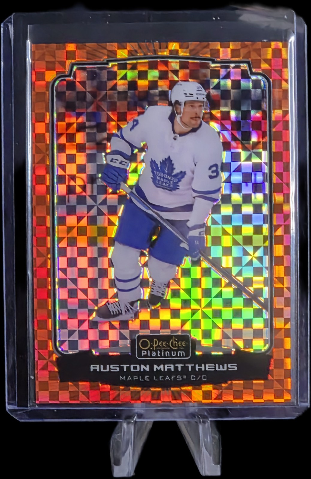 2022-23 O-Pee-Chee Platinum Auston Matthews Orange Checkers 01/25 #34 Leafs