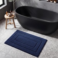 36x24 Inch Navy Microfiber Bathroom Rug Washable NonSlip Super Soft Bath Mat