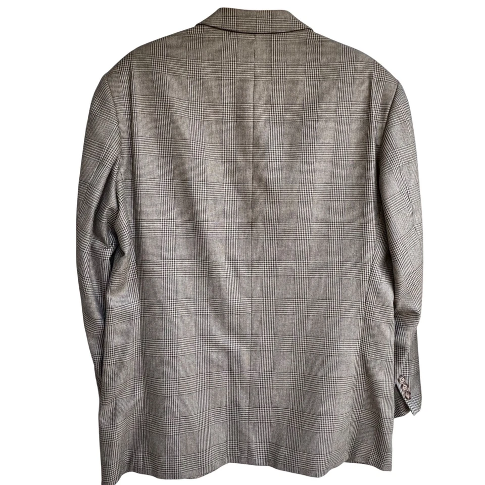 Blazer Brandini Le Collezioni Para Hombres 41R Lana Seda Cuadros Dos Botones Marrón Canadá Foto 2 de 4