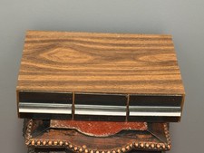 Audio Cassette Tape Storage Case 36 Capacity 3 Drawer Wood Grain Vintage