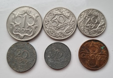 1923-1936 - 5, 10, 20, 50 groszy, 1 zloty - 6 Polish coins - used coins