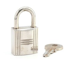 Hermes Cadena Padlock Silver Metal Key Charm Pre-owned