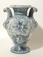 ANTICO VASO ANFORA BIANSATA IDRIA MAIOLICA CERAMICA ALBISOLA ALBA DOCILIA #