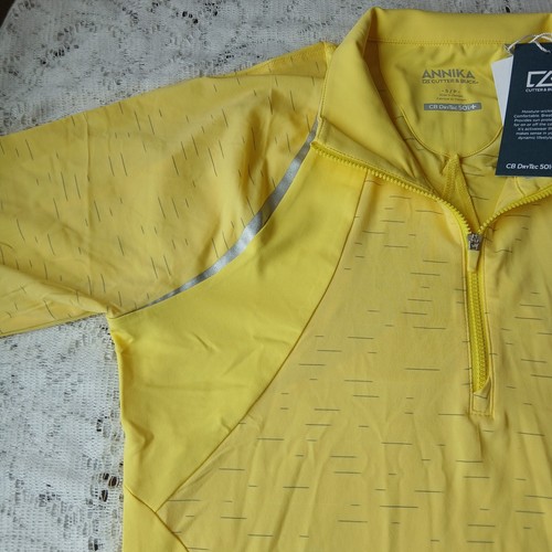 Annika Women Large Long Sleeve Golf Polo Yellow 1/4 Zip Drytec Cutter & Buck Nwt - Picture 7 of 24