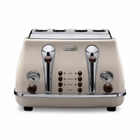 De'Longhi Icona Vintage 4-Slice Standard Toaster 1800W Beige Crumb Tray