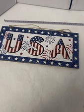 Wooden USA glitter wooden wall/hanging decoreation x3 Greenbrier Int. 2018