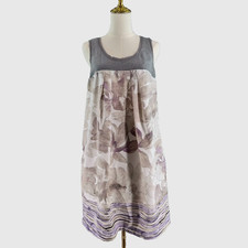 Simply Vera Wang Dress Large Woven Gray Purple A Line Tank Minimalist Coastal
