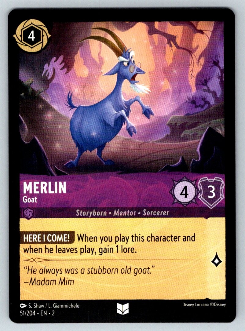 Merlin - Goat 51/204 Uncommon Rise of the Floodborn NM Lorcana Disney
