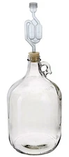 1 Gallon Glass Wine Fermenter #6 Drilled Rubber Stopper and Twin Bubble Airlock