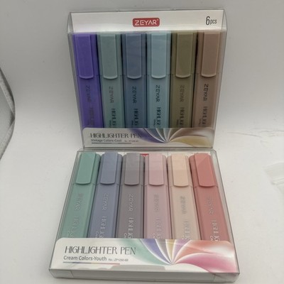 Zeyar Highlighter 2 Pen Set Cream Colors Youth, Vintage Colors   Cool  New